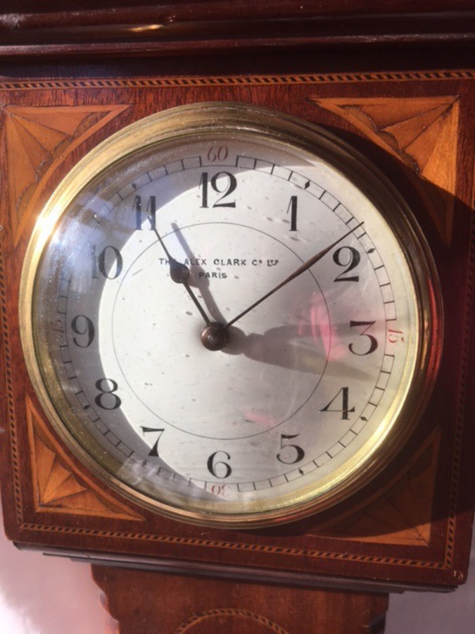 Antique An Attractive 8-day Table Clock In The Form of A Longcase, Made In France And Retailed By The Alex Clark Company