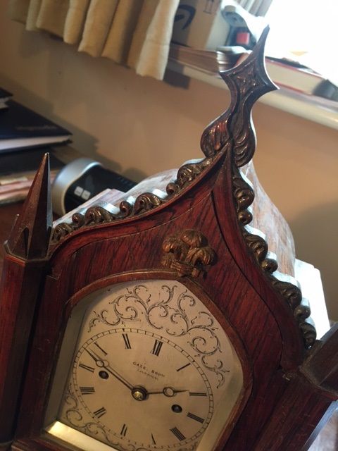 Antique A Fine and Rare 19th Century Miniature Double Fusee Rosewood Bracket Clock by Gaze of London, With Original Bracket