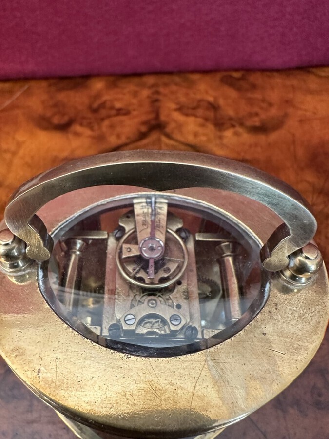 Antique Miniature Oval Carriage Clock 3.5” High