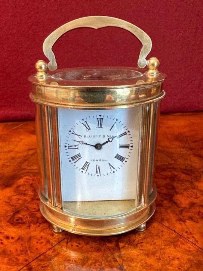 Antique Miniature Oval Carriage Clock 3.5” High