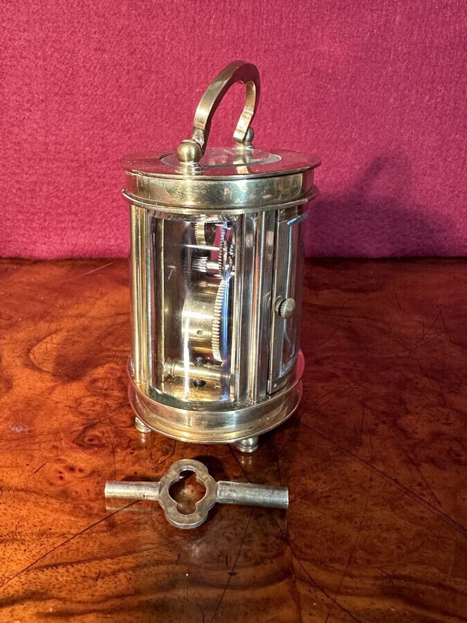 Antique Miniature Oval Carriage Clock 3.5” High