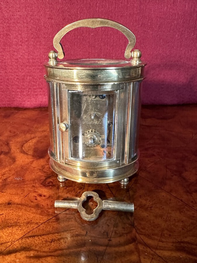 Antique Miniature Oval Carriage Clock 3.5” High