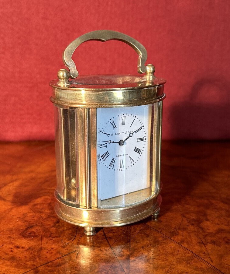 Antique Miniature Oval Carriage Clock 3.5” High