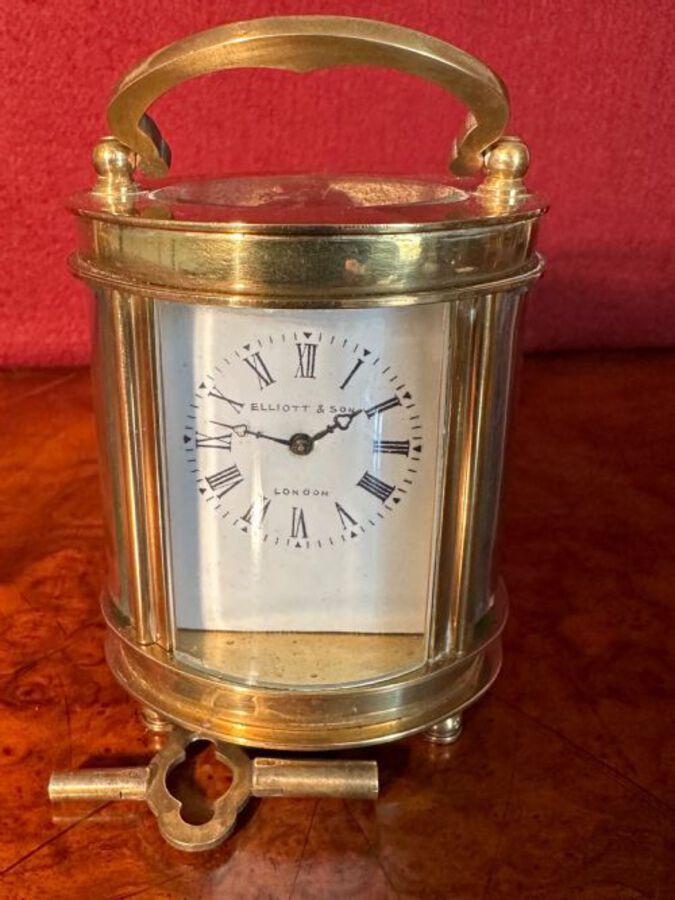 Antique Miniature Oval Carriage Clock 3.5” High