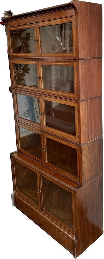 Antique Superb Quality Inlaid Barristers Bookcase Of Globe Wernicke Type