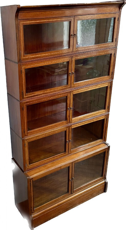 Antique Superb Quality Inlaid Barristers Bookcase Of Globe Wernicke Type