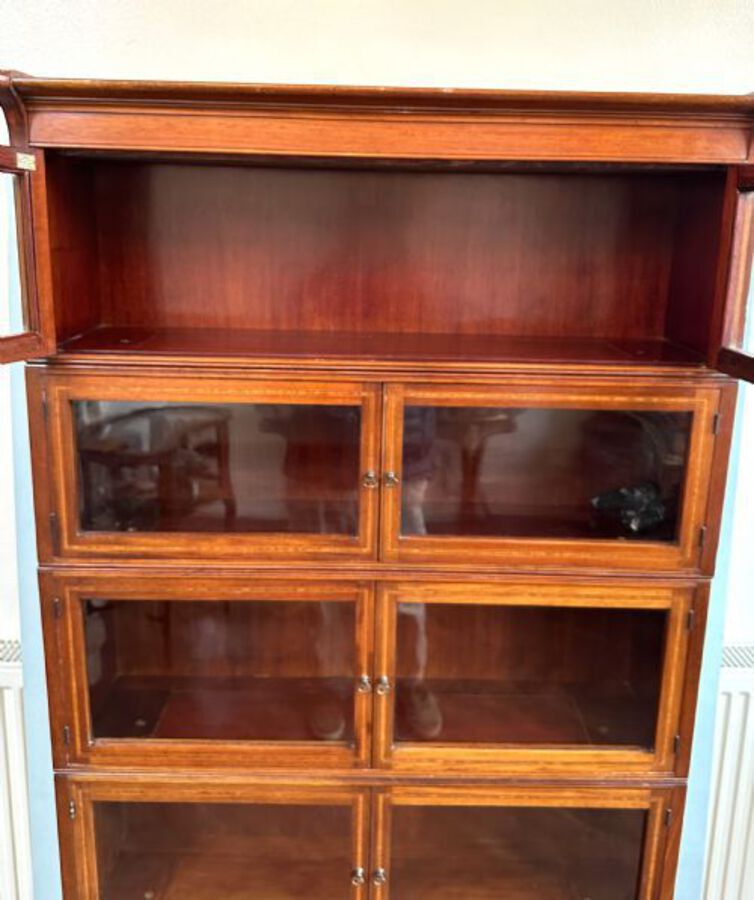 Antique Superb Quality Inlaid Barristers Bookcase Of Globe Wernicke Type
