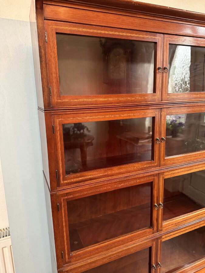 Antique Superb Quality Inlaid Barristers Bookcase Of Globe Wernicke Type