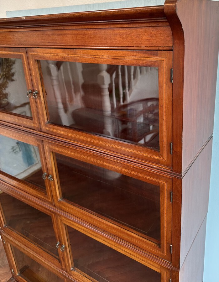Antique Superb Quality Inlaid Barristers Bookcase Of Globe Wernicke Type