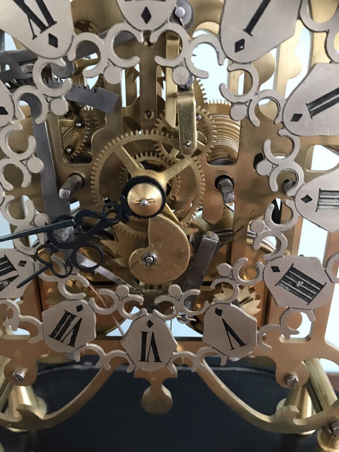Antique Eight Day Striking Double Fusee,Skeleton Clock,