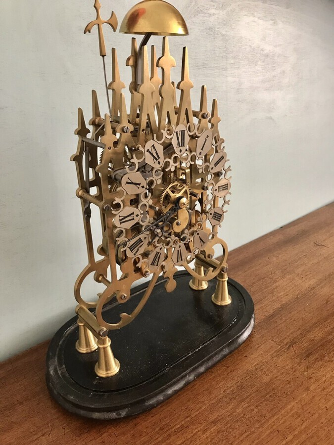 Antique Eight Day Striking Double Fusee,Skeleton Clock,