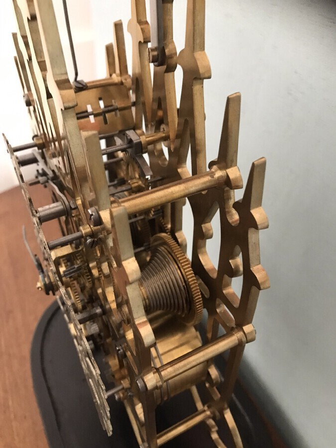 Antique Eight Day Striking Double Fusee,Skeleton Clock,