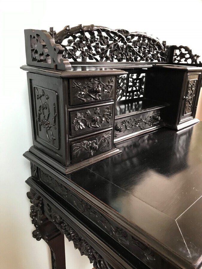 Antique Chinese Bonheur Du Jour Circa 1900 Writing Table, Desk