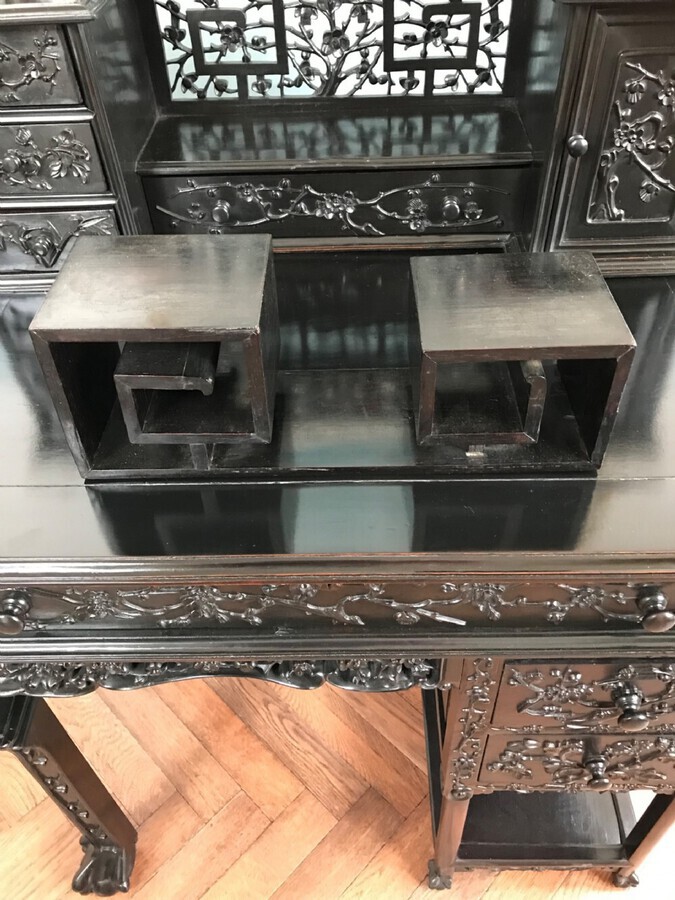 Antique Chinese Bonheur Du Jour Circa 1900 Writing Table, Desk