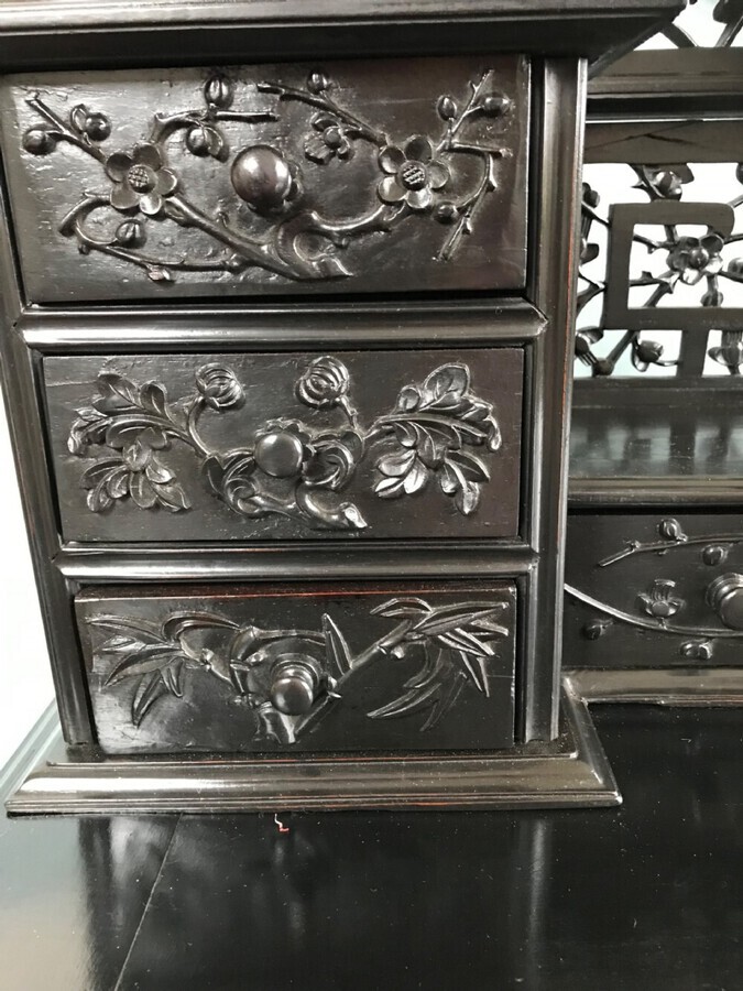 Antique Chinese Bonheur Du Jour Circa 1900 Writing Table, Desk