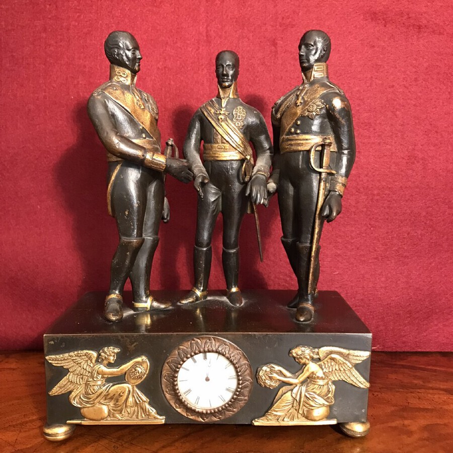 Antique Sacred Alliance 1815 A Most Unusual And Rare Bronze Timepiece.
