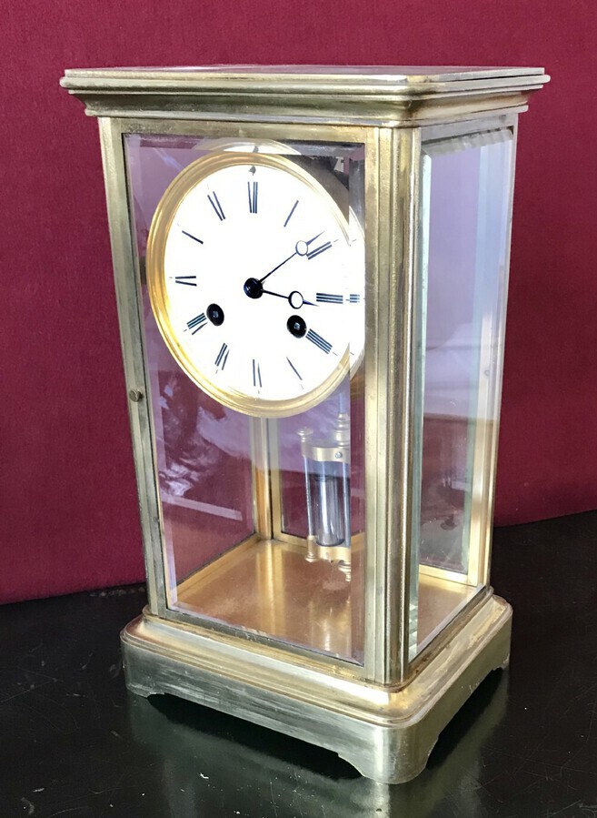 Four Glass French Mantle Clock Circa 1900
