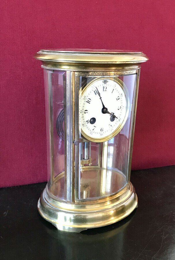 Four Glass French Mantel Clock Circa 1890