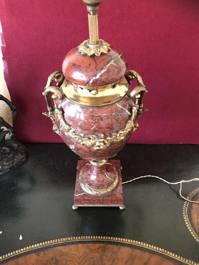Antique Rouge Griotte  Lamp Circa 1920