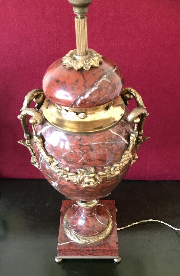 Antique Rouge Griotte  Lamp Circa 1920