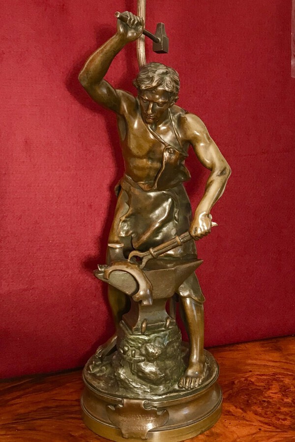 Adrien Gaudez Bronze, Lamp, Circa 1880