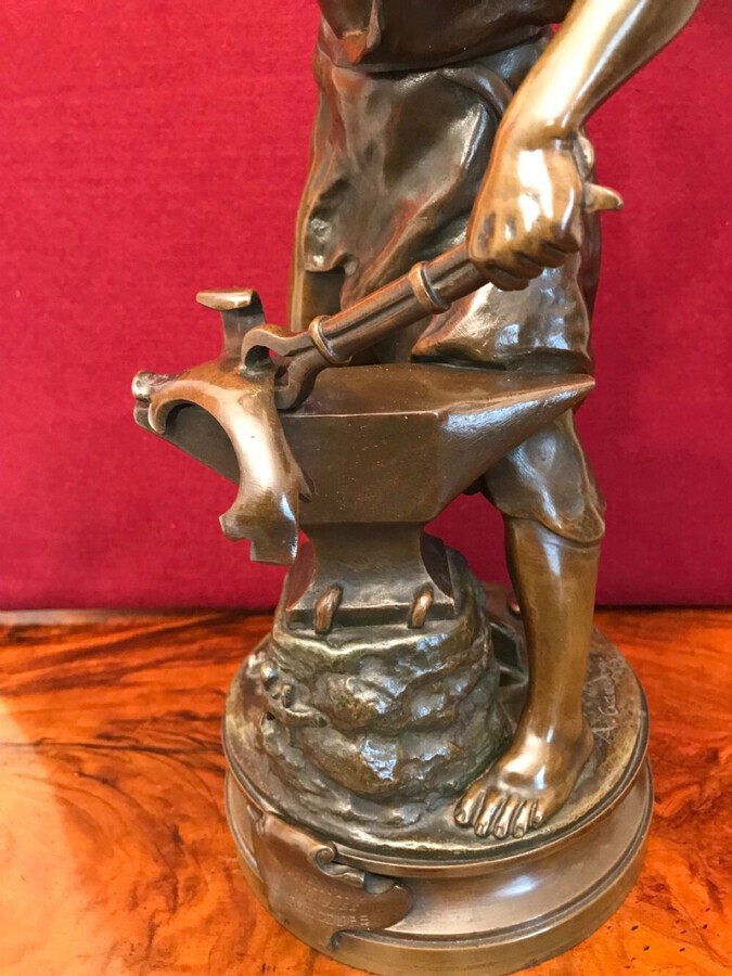 Antique Adrien Gaudez Bronze, Lamp, Circa 1880