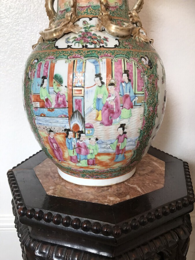 Antique Canton Vases Circa 1880