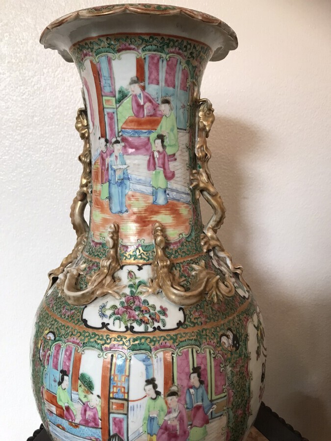 Antique Canton Vases Circa 1880