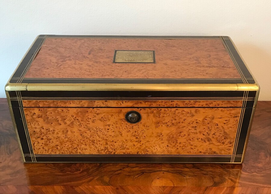 Campaign Birdseye Maple Stationary Box Circa 1880