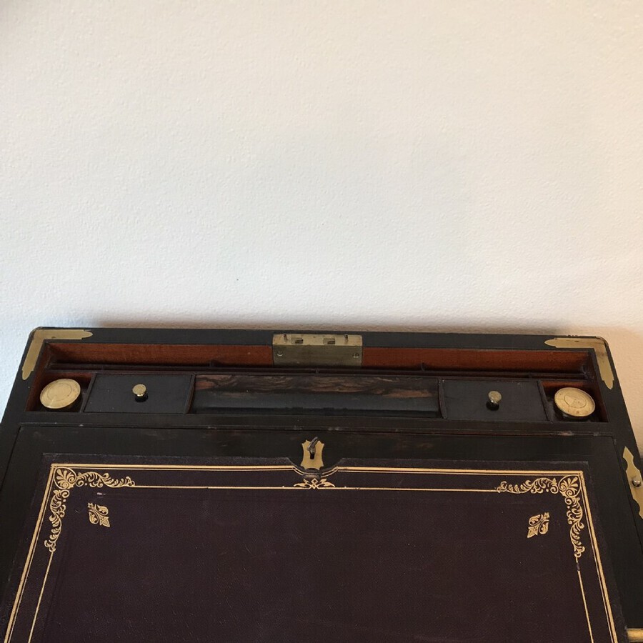 Antique Campaign Birdseye Maple Stationary Box Circa 1880