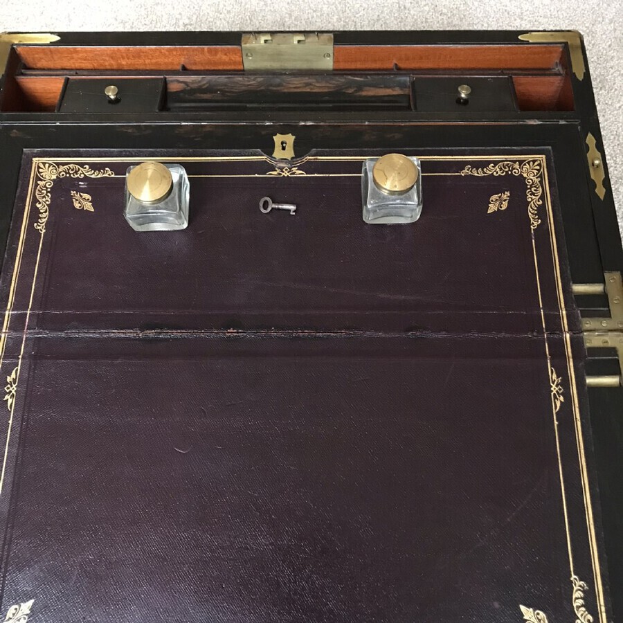Antique Campaign Birdseye Maple Stationary Box Circa 1880