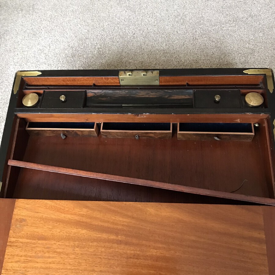 Antique Campaign Birdseye Maple Stationary Box Circa 1880