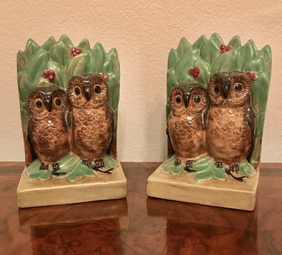 Doulton Lambeth Owl Bookends