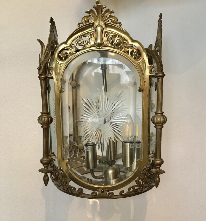 Antique Superb Quality  4 Glass  Hall Lantern, Chandelier, Ceiling Light