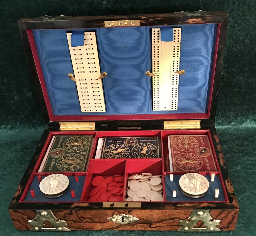 Superb Quality Walnut Games Box, Walnut Box, Circa 1875