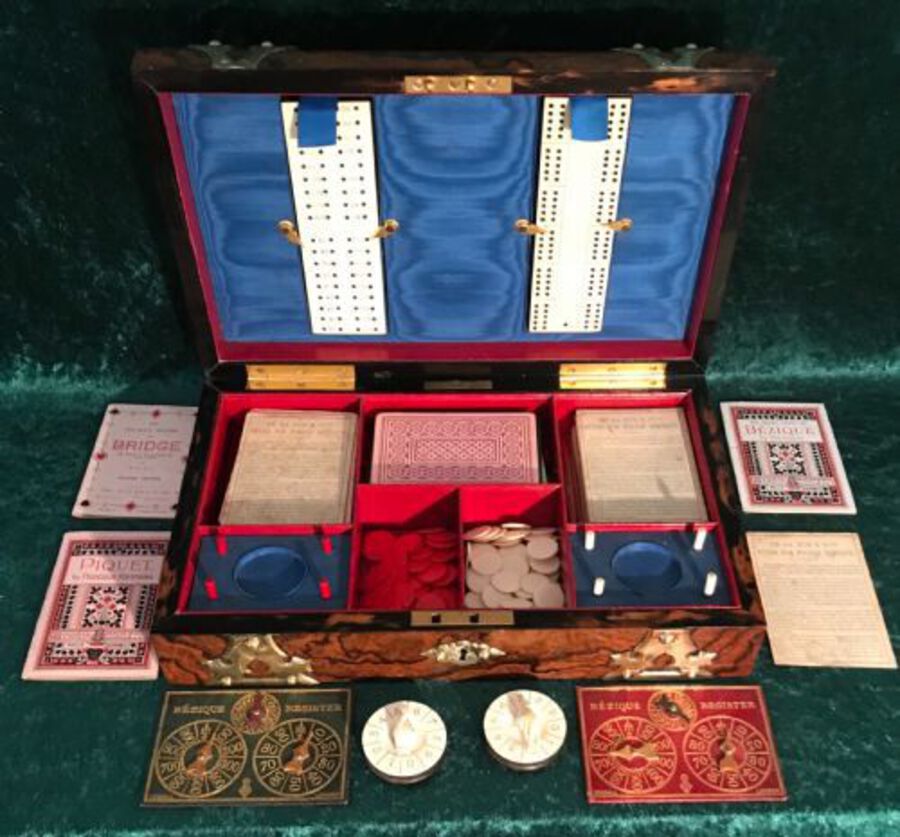 Antique Superb Quality Walnut Games Box, Walnut Box, Circa 1875
