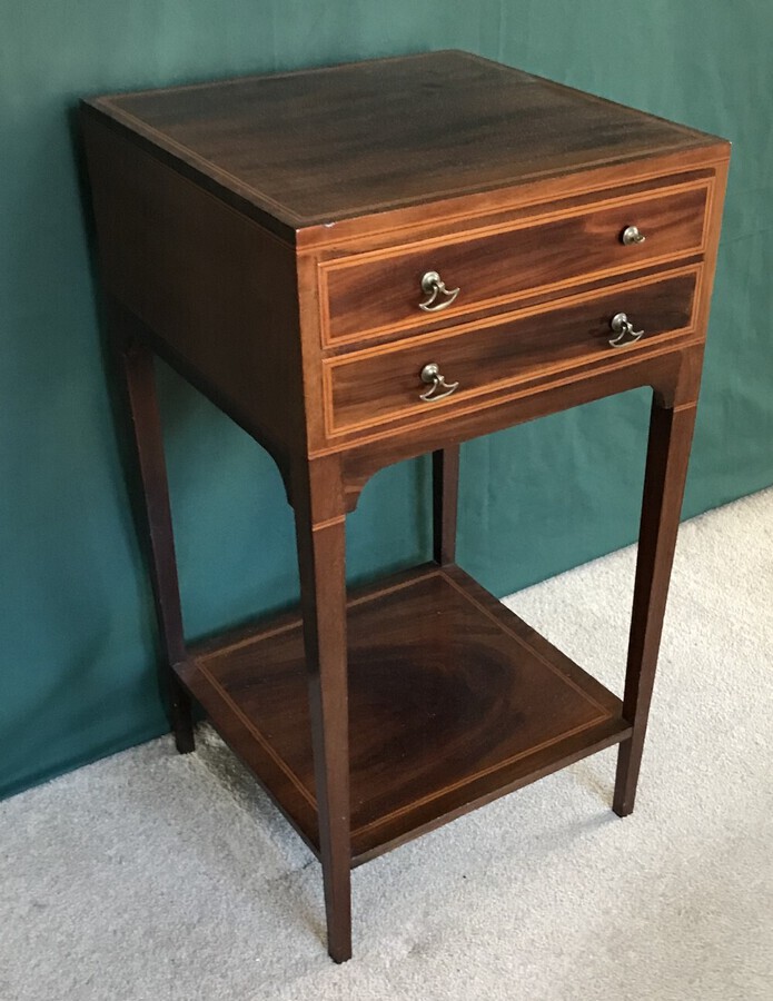 Mahogany Inlaid Sidetable, Sewing Table, Circa 1880