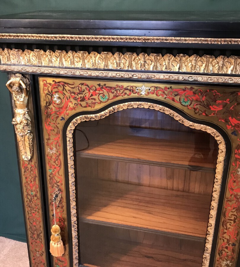Antique Exceptional Quality Napoleon 3rd Boulle Cabinet. Vitrine, Pier Cabinet  Circa 1860