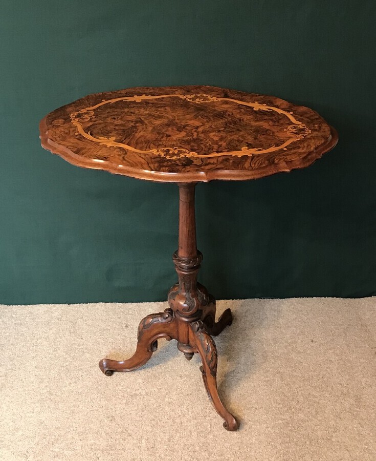 Victorian Marquetry Walnut Pedestal Table Circa 1875