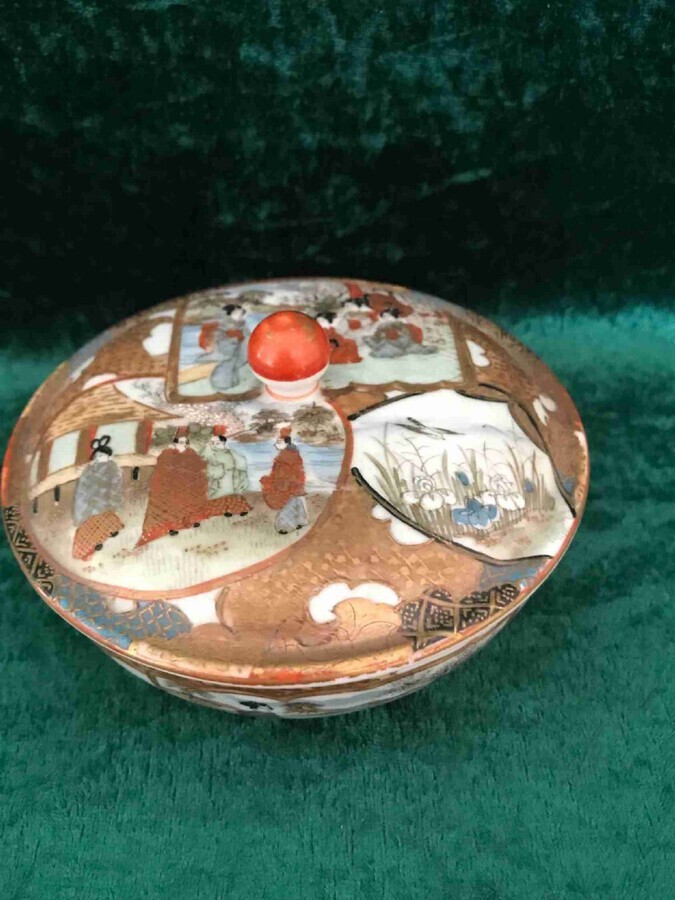 Japanese Satsuma Box And Covercirca 1900