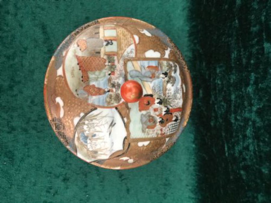 Antique Japanese Satsuma Box And Covercirca 1900