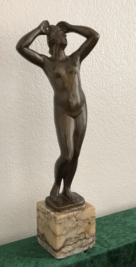 Antique Cartinet Bronze. Sculpture. Of A Nude Circa 1890
