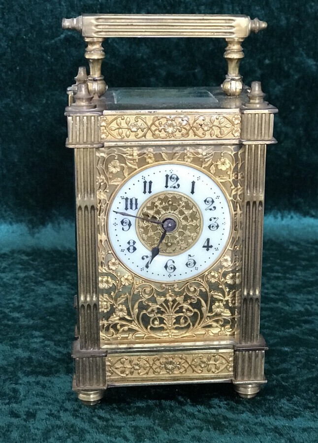 Gilt  Eight Day Carriage Clock Circa 1900