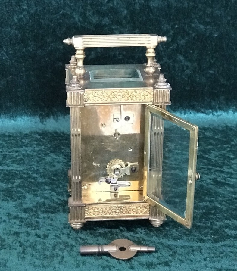 Antique Gilt  Eight Day Carriage Clock Circa 1900