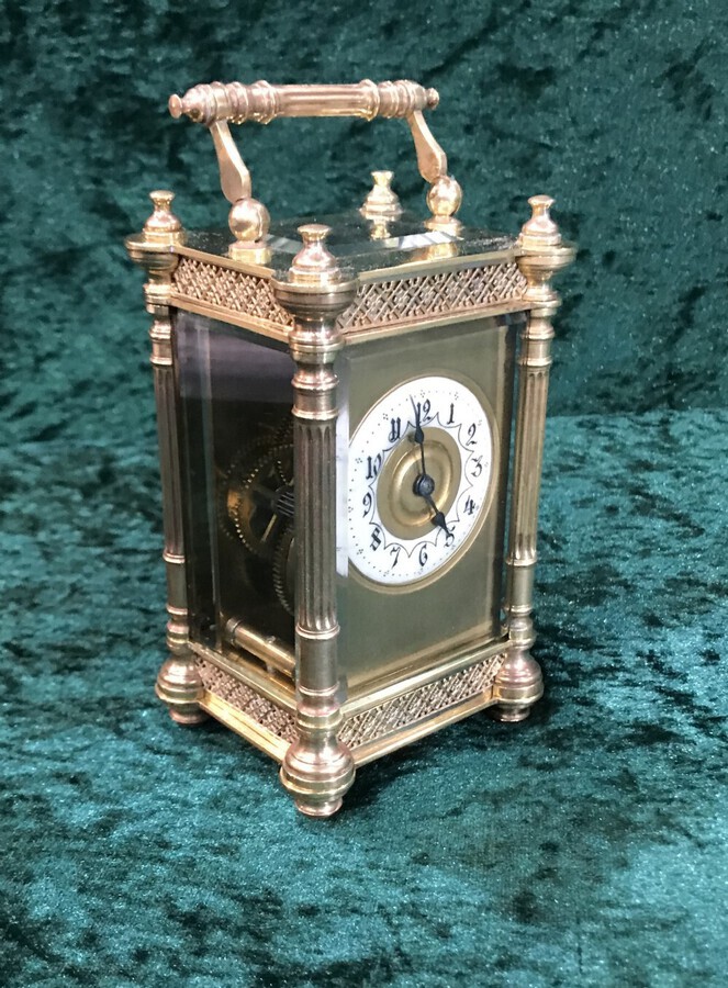 Antique Victorian Filigree Decorated Carriage Clock Circa 1890