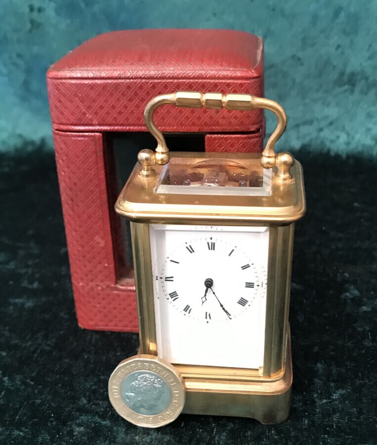 Unusual Cased Carriage Clock 2 3/4 Inches High A Miniature Carriage Clock