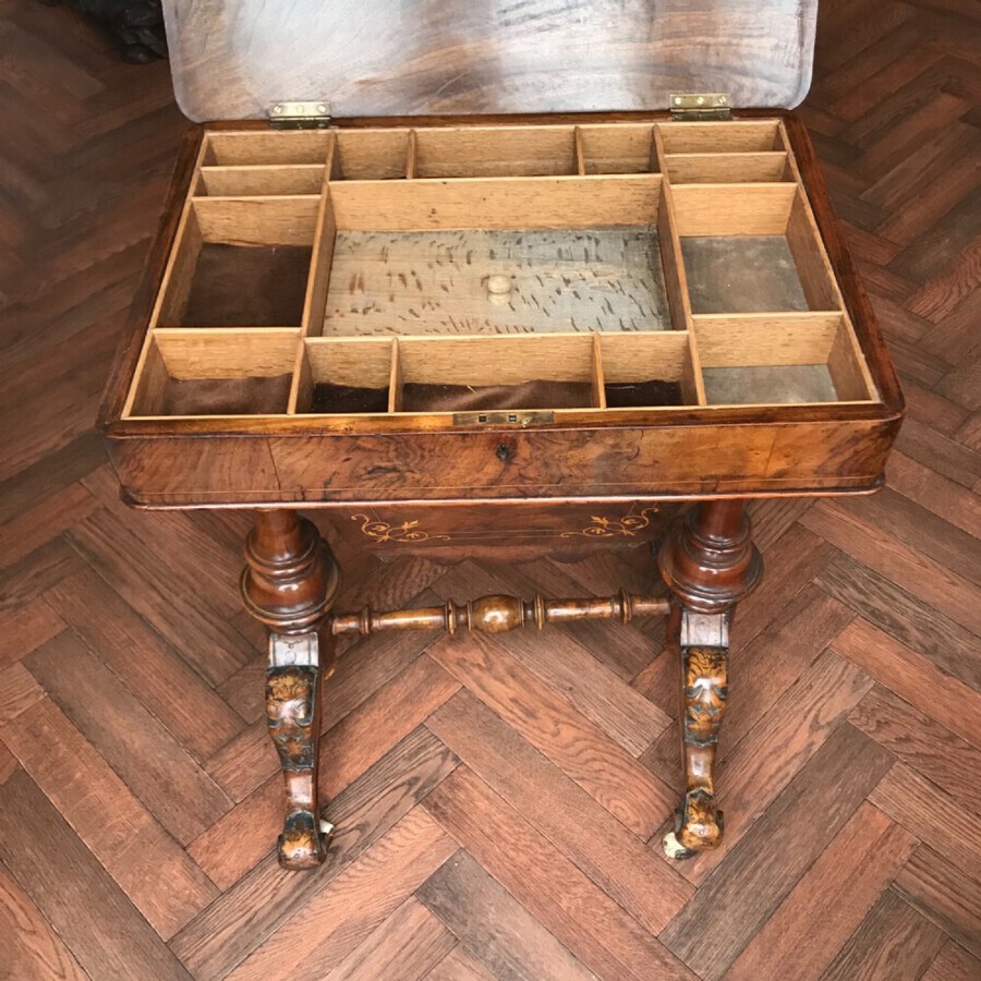 Antique Victorian Walnut Worktable Circa 1875. Sewing. Side Table.