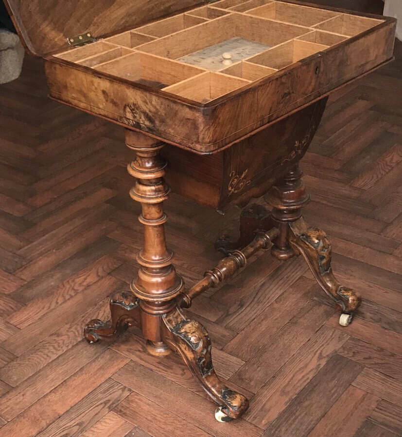 Antique Victorian Walnut Worktable Circa 1875. Sewing. Side Table.