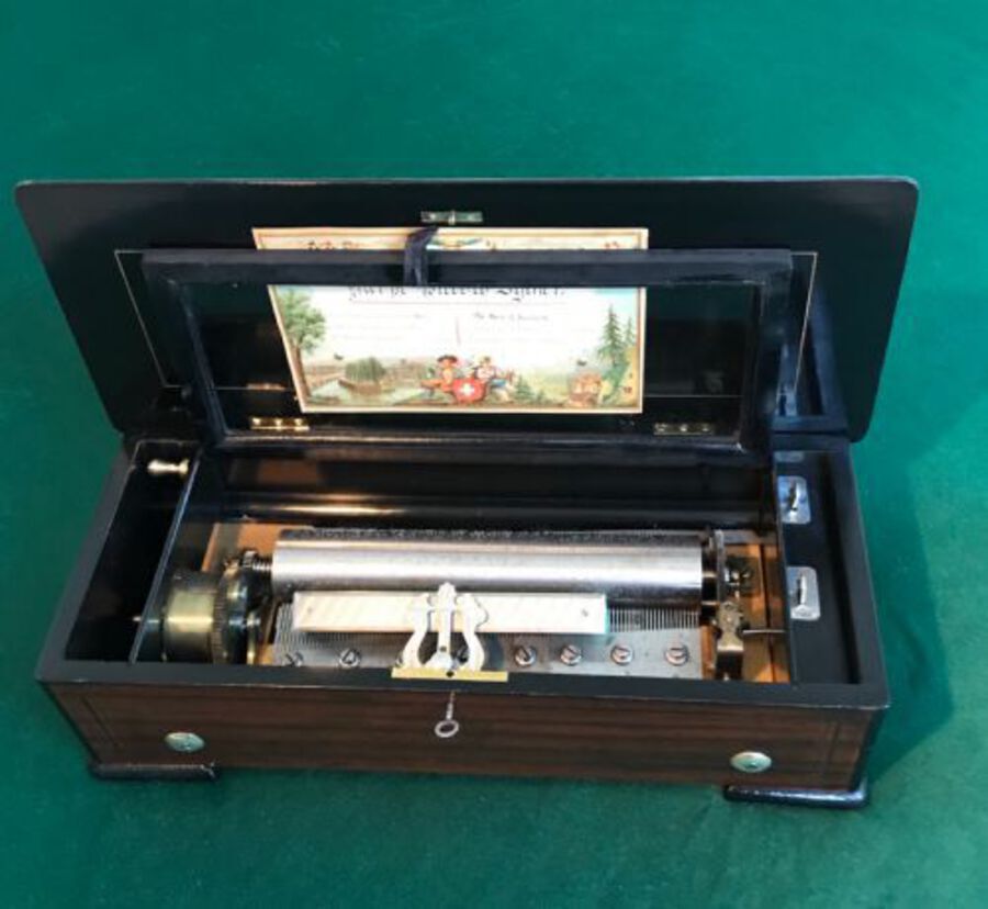 Antique Victorian Musical, Cylinder,Music Box, Circa 1875 With Harp. Piccolo. Zither.