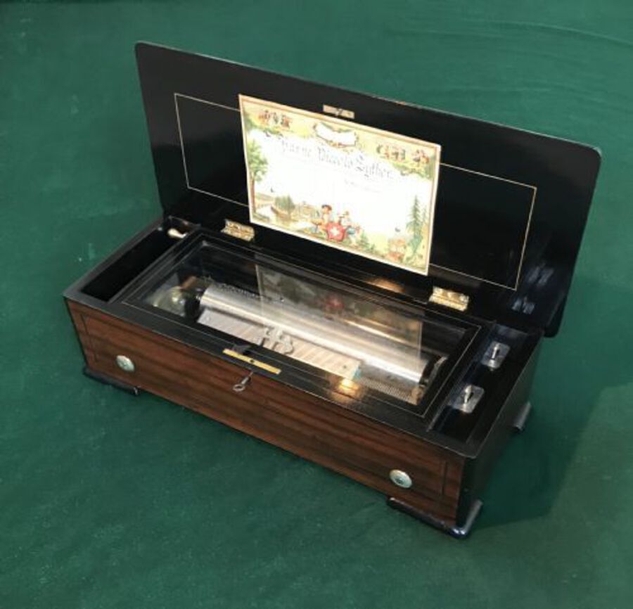 Antique Victorian Musical, Cylinder,Music Box, Circa 1875 With Harp. Piccolo. Zither.